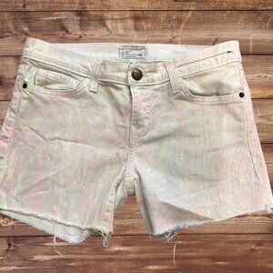Current/Elliott Marble Shorts 27 Mid Rise Stretch Denim Raw Hem